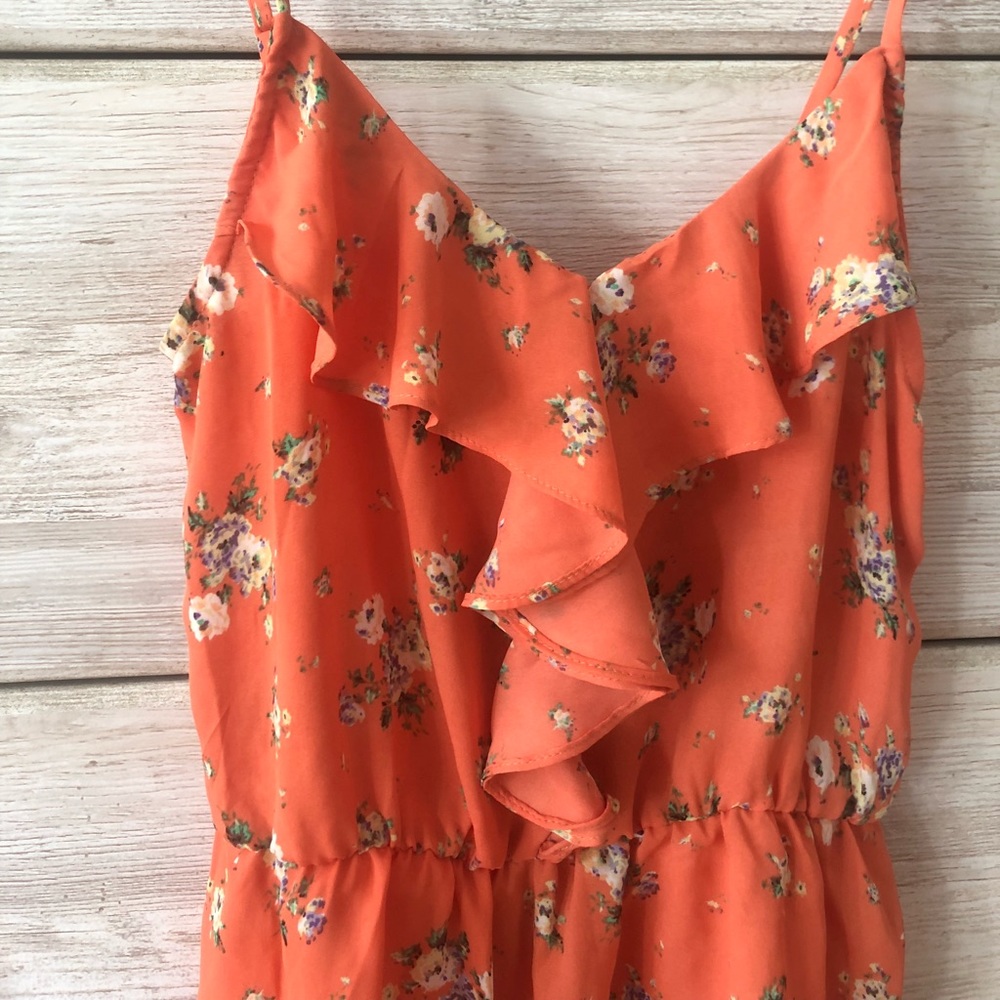 Orange floral ruffle Papaya tank size S